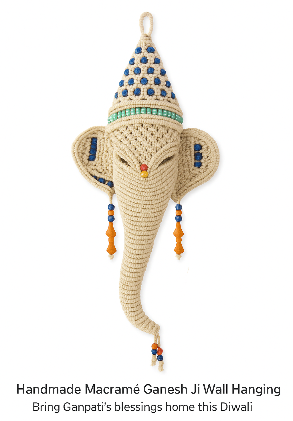 Handmade macrame ganesh ji wall hanging