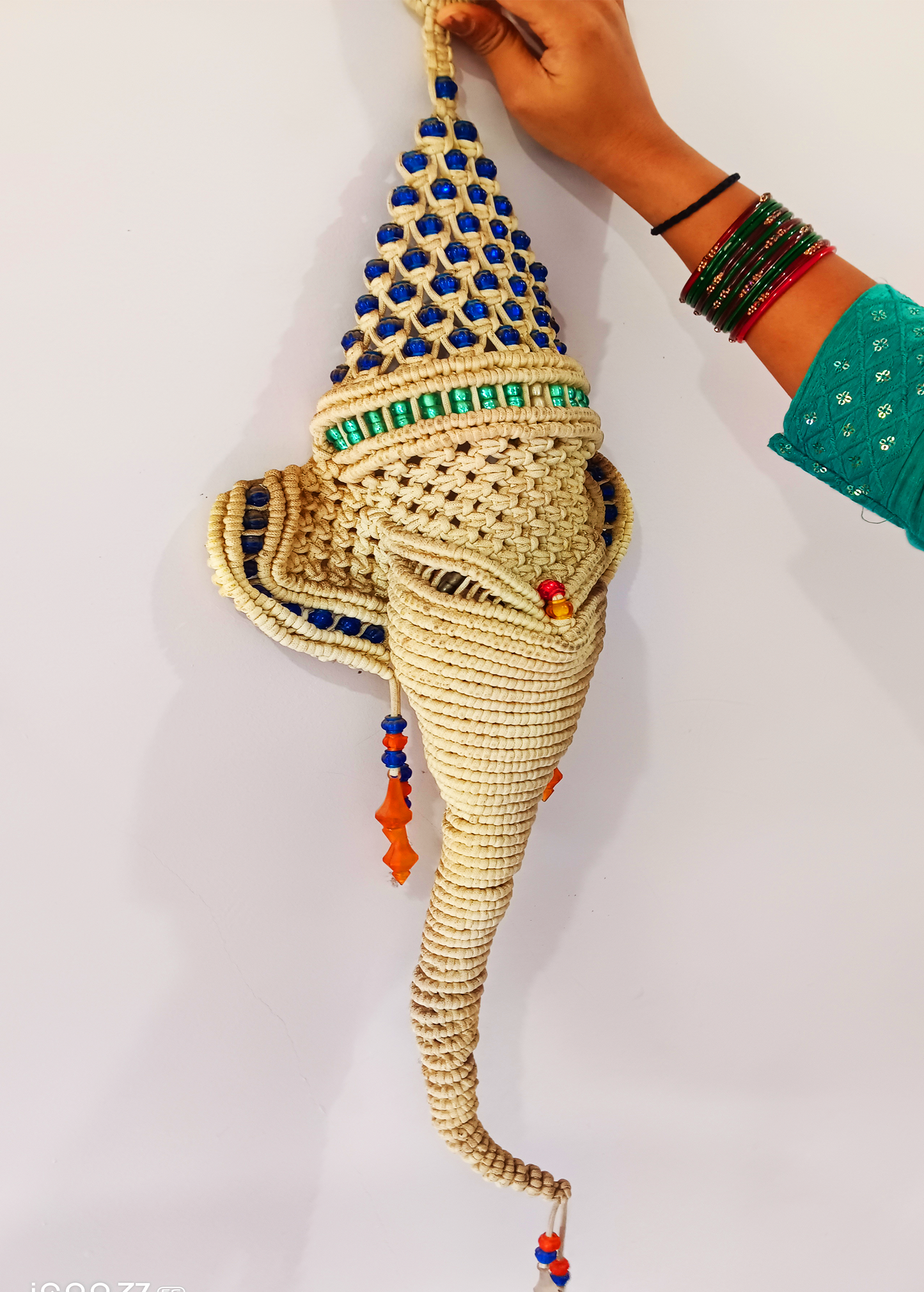Handmade macrame ganesh ji wall hanging