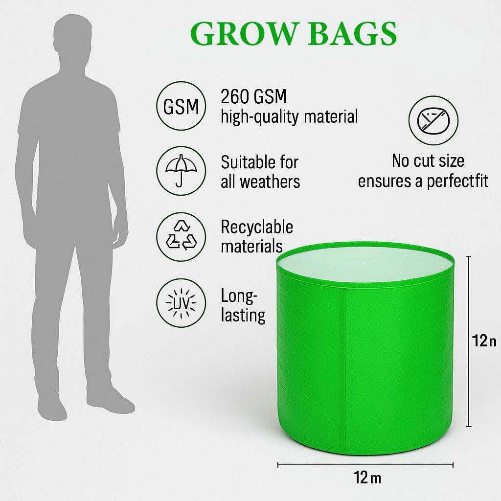 HDPE Grow Bag 12x12 Inch (260 GSM, UV Resistant)