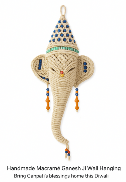 Handmade macrame ganesh ji wall hanging
