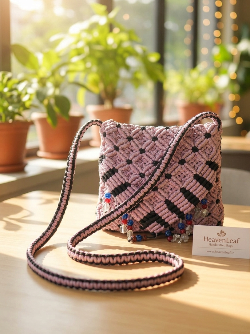 Handmade Macramé Bag Light Purple