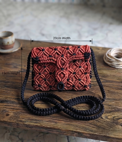 Handmade Macramé Bag Red small