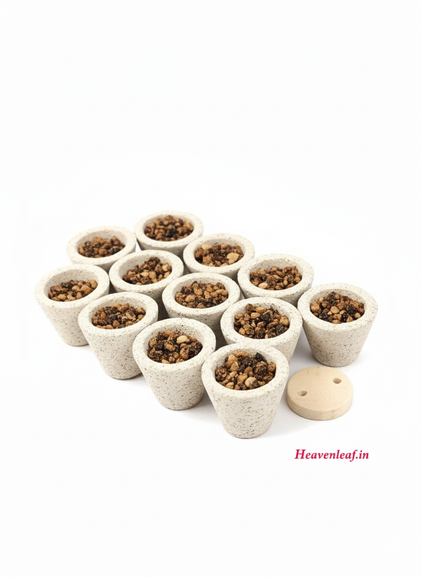 Natural Dhoop Batti (Incense Cones)white with extra lobhan – For Puja, Meditation(pack of 10)