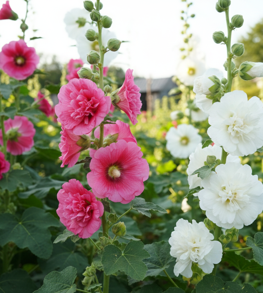 Hollyhocks Double Dwarf Mix Seeds(40-50seeds)