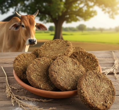 Desi Cow Dung Cakes – Pack of 8 (Gobar Uple / Kande)