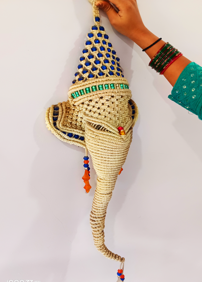 Handmade macrame ganesh ji wall hanging